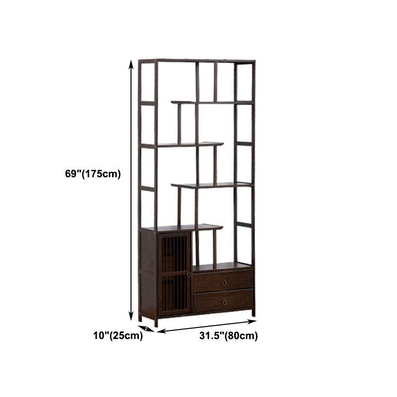 Espresso Shelf Bookcase with Doors Open Back Bookshelf for Office
