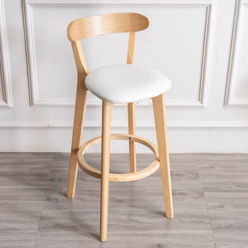 Contemporary Solid Wood Barstool Indoor Bar Stool with Cushion and Low Back Clearhalo 'Bar Furniture' 'Bar Stools' 'bar_stools' 'furn' 'furn_bar_stools' 'furniture_bar_stools' 'Kitchen & Dining Furniture' 'kitchen&dining_furn' 'kitchen' 'kitchen_furn' Furniture' 1200x1200_6300d1d3-adf6-48bb-88dd-abae4c3fe4c6