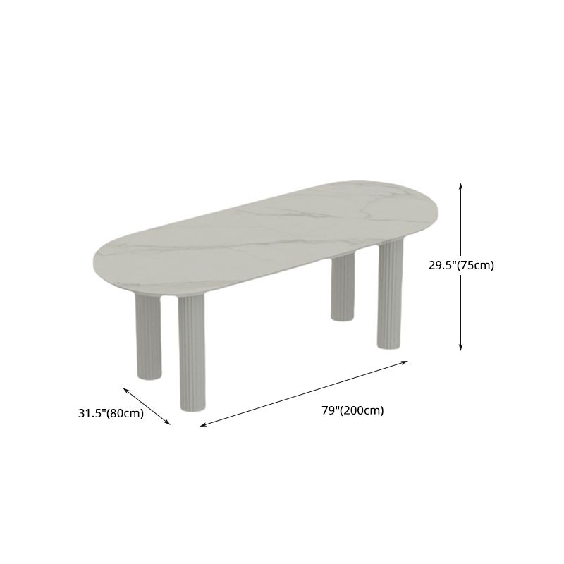 Stone Oval Dining Table Simple White Furniture with Solid Wood Double Pedestal Clearhalo 'Dining Tables & Seating' 'Dining Tables' 'dining_table' 'furn' 'furn_dining_table' 'Furniture' 'Kitchen & Dining Furniture' 1200x1200_6304d5b1-46b0-4cfb-b647-52294ab4ccee