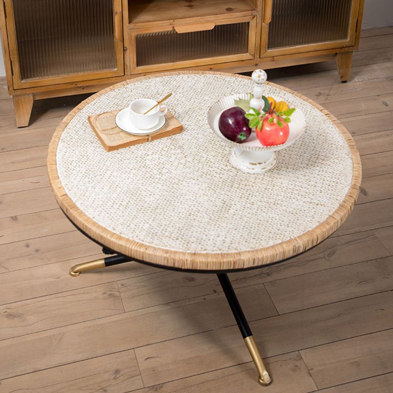 Cross Legs Round Glass Coffee Cocktail Table with Rattan Accent Clearhalo 'Coffee & Accent Tables' 'Coffee Tables' 'coffee_tables' 'furn' 'furn_coffee_tables' 'Furniture' 'Living Room Furniture' 1200x1200_63065355-c3d8-493f-bca5-e80a0ad12203