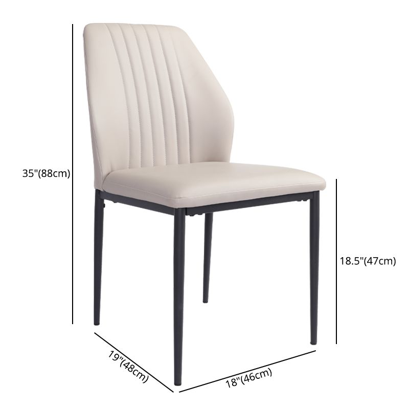 Scandinavian Style Leather Dining Chairs Solid Back Armless Dining Chairs for Kitchen (Set of 2) Clearhalo ' kitchen&dining_furn' 'Dining Chairs' 'Dining Tables & Seating' 'dining_chair' 'furn' 'furn_dining_chair' 'Furniture' 'furniture_dining_chair' 'Kitchen & Dining Furniture' 'kitchen' 1200x1200_6309bf44-2f89-4b39-9ce7-309a80a04d98