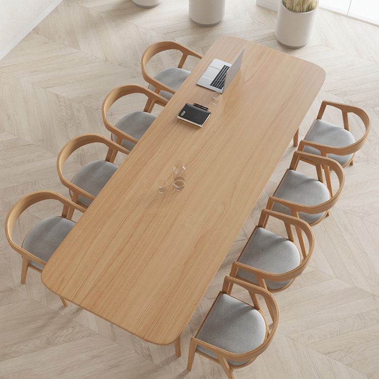 Contemporary Solid Wood Executive Desk Curved Natural Office Desk Clearhalo 'furn' 'furn_office_desk' 'Furniture' 'Office Desks' 'Office Furniture' 'office_desk' 1200x1200_630dcc46-3ec3-45c4-bfce-ddeb9df74ab1