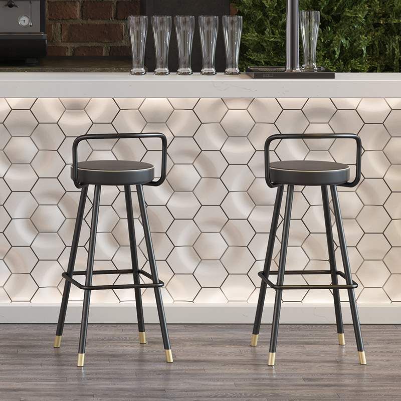 Contemporary Metal Leather Bar Stools Indoor Barstool with Iron Legs and Low Back,1 Piece Clearhalo 'Bar Furniture' 'Bar Stools' 'bar_stools' 'furn' 'furn_bar_stools' 'furniture_bar_stools' 'Kitchen & Dining Furniture' 'kitchen&dining_furn' 'kitchen' 'kitchen_furn' Furniture' 1200x1200_630e53d5-2561-4d71-96b9-433be5e405c7