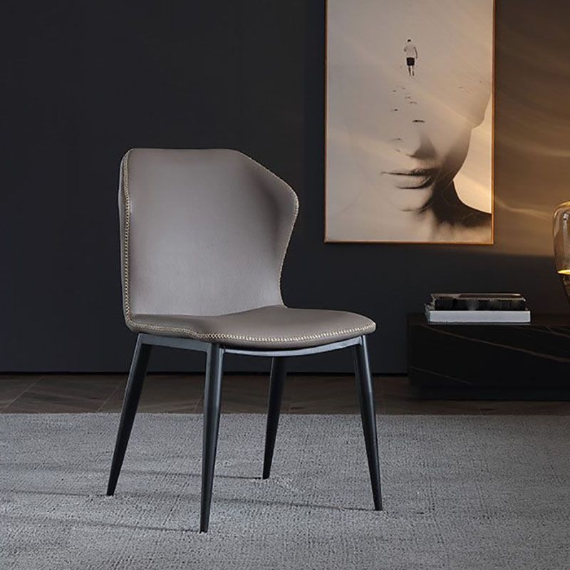 Contemporary Style Wingback Chair Armless Leather Dining Chairs for Home Clearhalo ' kitchen&dining_furn' 'Dining Chairs' 'Dining Tables & Seating' 'dining_chair' 'furn' 'furn_dining_chair' 'Furniture' 'furniture_dining_chair' 'Kitchen & Dining Furniture' 'kitchen' 1200x1200_630e5a4c-728e-4f68-bfb3-1d6aab3b85a4