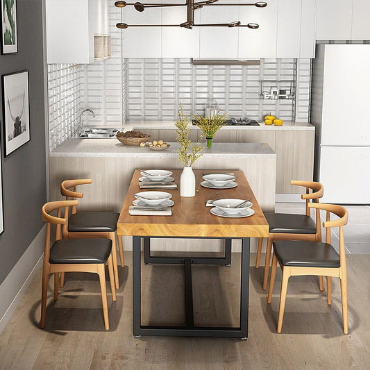 Rectangle Pine Wood Top Dining Table Set 1/5 Pieces Industrial Dinette Set for Home Clearhalo 'Dining Room Sets' 'Dining Tables & Seating' 'dining_room_set' 'furn' 'furn_dining_room_set' 'Furniture' 'Kitchen & Dining Furniture' 1200x1200_630e80eb-9e9e-4a56-820a-5feb5625cdd7