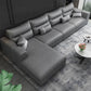 Faux Leather Sectional Stain-Resistant Square Arm Sectional with Pillowed Back Cushions
