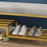 Glam 14" W Seating Bench Cushioned Rectangle Shoe Storage Entryway and Bedroom Bench Clearhalo 'Benches' 'Chairs & Seating' 'furn' 'furn_benches' 'Furniture' 'Living Room Furniture' 1200x1200_6312c151-2355-443b-b482-2cdba8db8d75