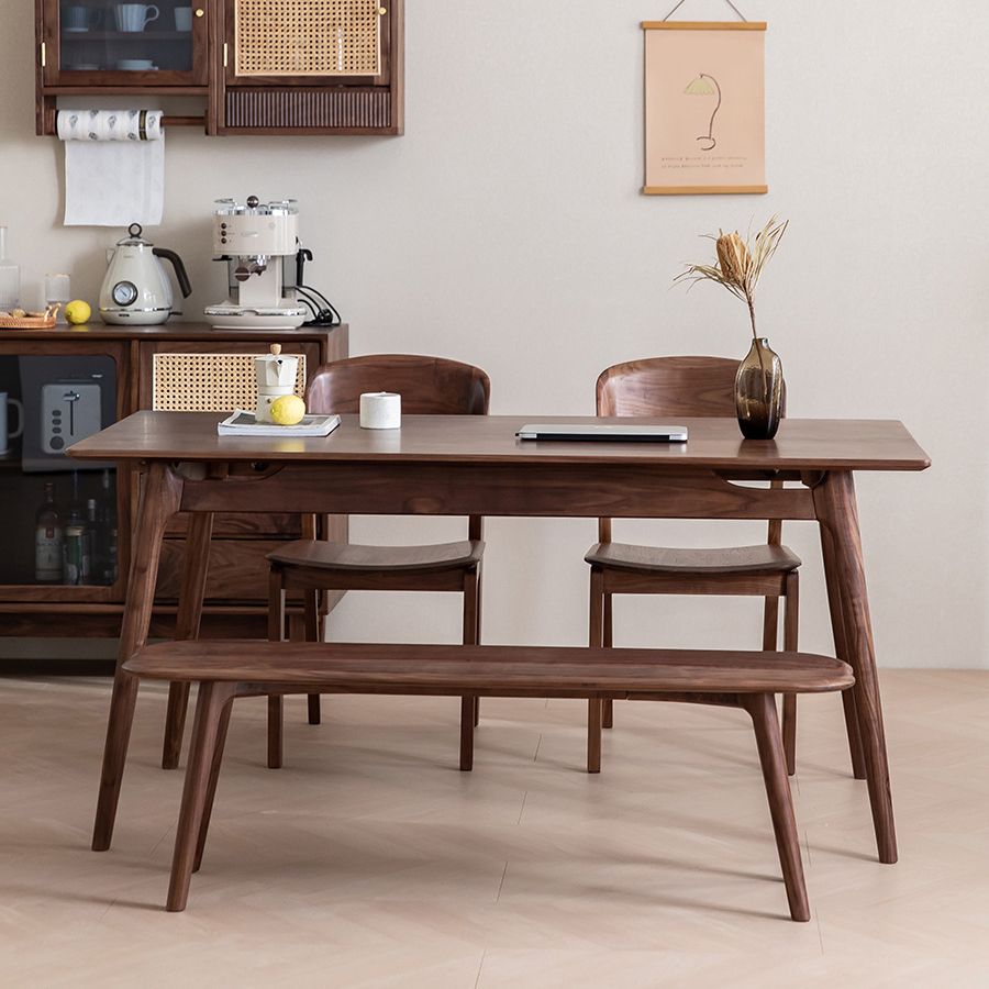 Contemporary Walnut Rectangle Dining Table Dining Room Kitchen Table