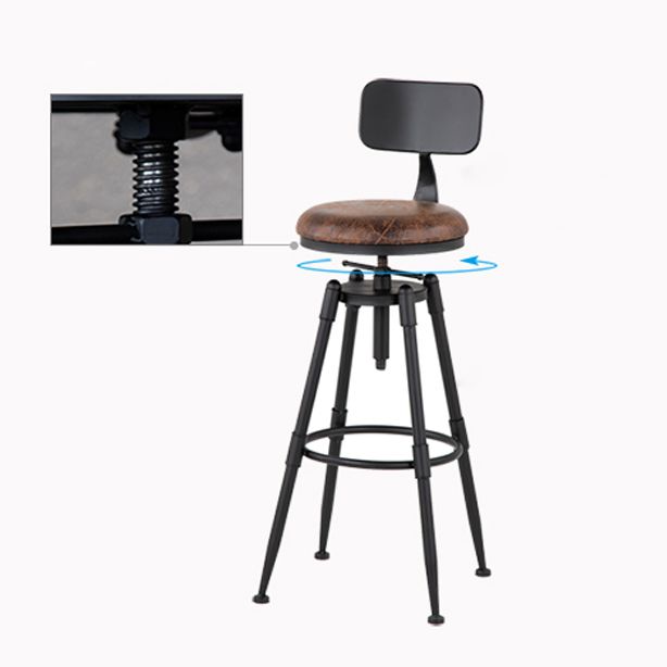 Industrial Adjustable Height Footrest Iron Bar Stool 27.55" Kitchen Stool with Black Legs Clearhalo 'Bar Furniture' 'Bar Stools' 'bar_stools' 'furn' 'furn_bar_stools' 'furniture_bar_stools' 'Kitchen & Dining Furniture' 'kitchen&dining_furn' 'kitchen' 'kitchen_furn' Furniture' 1200x1200_6315fe10-ab14-4998-b5a8-3fa366d80ba0