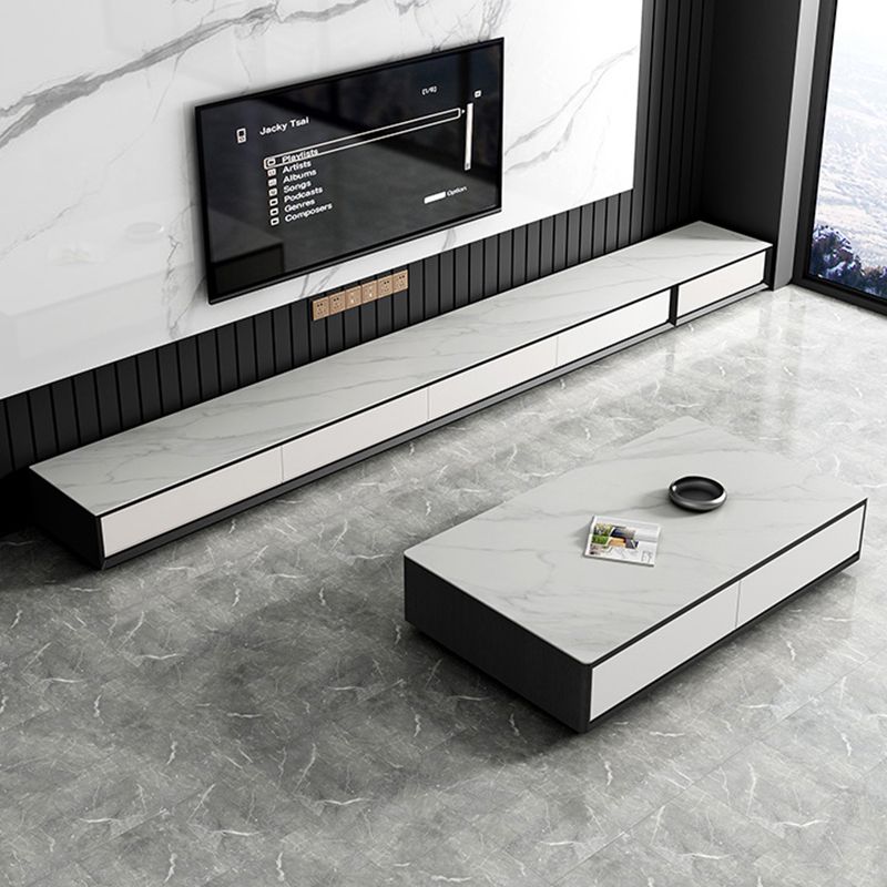 Stand de télévision contemporain 13,7 "Hauteur TV en blanc avec des tiroirs