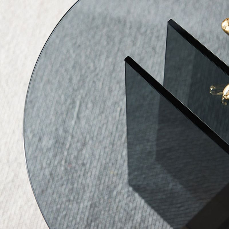 Living Room End Table Modernistic Round Abstract Glass Side Table