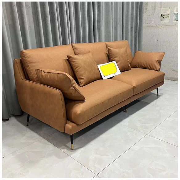 Modern Pillow Top Arm Settee Furniture with Pillows Dark Brown Sofa and Chaise Clearhalo 'furn' 'furn_sectionals' 'Furniture' 'furniture_sectionals' 'kitchen' 'kitchen_sectionals' 'Living Room Furniture' 'Sectionals' 1200x1200_63180f99-a28b-4d81-b5e4-8406f6c41637