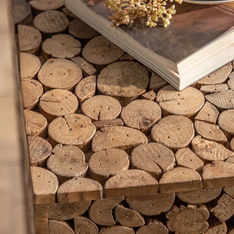 Solid Wood Living Room Side Table Light Brown Square End Table