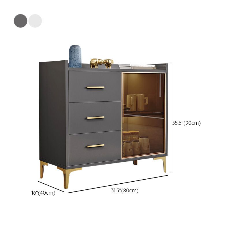 Glam Credenza Adjustable Shelving Wood Side Board with Cabinets and Drawers Clearhalo 'buffet_sideboard' 'Buffets & Sideboards' 'furn' 'furn_buffet_sideboard' 'Furniture' 'Kitchen & Dining Furniture' 1200x1200_631a3466-3b7f-47f4-91d0-0810d3d2e299