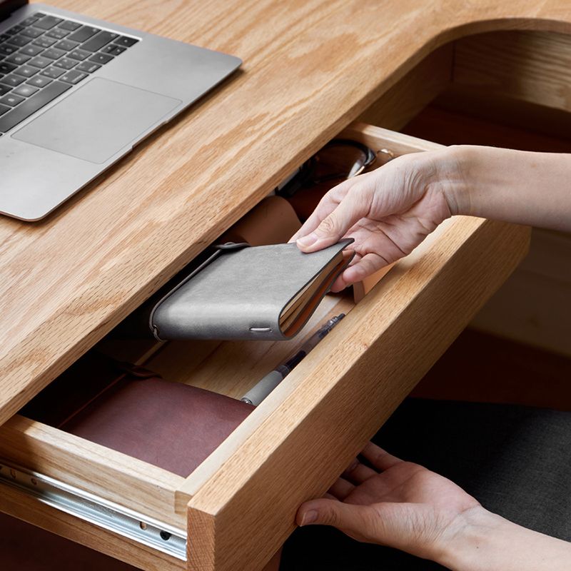 OAK L-Shape Home Writing Desk Drawer Cable Management Computer Ordink