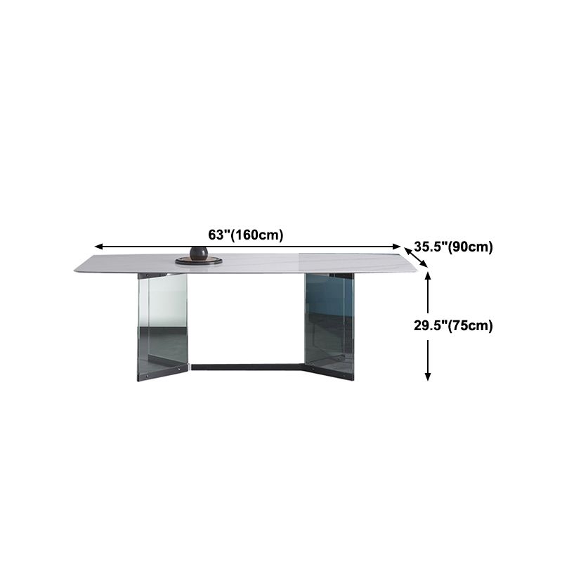 Modern Stone Double Pedestal Dining Table Rectangle White Top Table for Home Clearhalo 'Dining Tables & Seating' 'Dining Tables' 'dining_table' 'furn' 'furn_dining_table' 'Furniture' 'furniture_dining_table' 'Kitchen & Dining Furniture' 'kitchen' 'kitchen_dining_table' 1200x1200_631bdc20-c0be-4a2f-8494-ae4934b5b844
