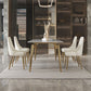 Traditional Luxury Dining Table White Sintered Stone 4 Legs Table with Gold Frame Clearhalo 'Dining Tables & Seating' 'Dining Tables' 'dining_table' 'furn' 'furn_dining_table' 'Furniture' 'furniture_dining_table' 'Kitchen & Dining Furniture' 'kitchen' 'kitchen_dining_table' 1200x1200_631dbe83-a81e-41cb-82a3-74f1dfb3e725