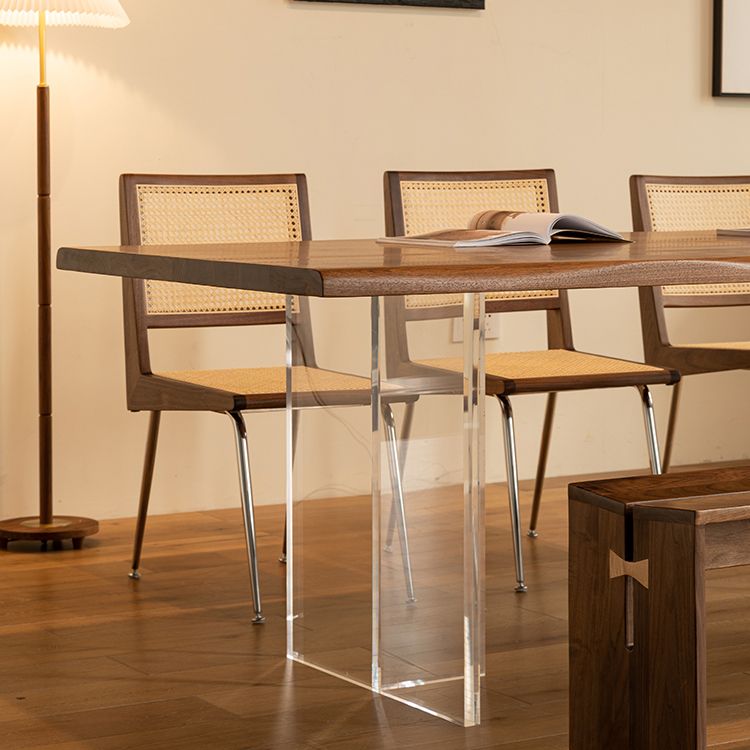 Modern Style Rectangle Solid Wood Dining Table with Double Pedestal Clearhalo 'Dining Tables & Seating' 'Dining Tables' 'dining_table' 'furn' 'furn_dining_table' 'Furniture' 'Kitchen & Dining Furniture' 1200x1200_631e9f30-f822-4c0c-b84d-1e6f0d7b4fab