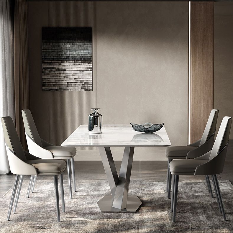 Medieval Modern Stone Dinette Table Rectangle Table for Dining Room Clearhalo 'Dining Tables & Seating' 'Dining Tables' 'dining_table' 'furn' 'furn_dining_table' 'Furniture' 'Kitchen & Dining Furniture' 1200x1200_631edc60-6c78-4f47-85e9-1798928766e5