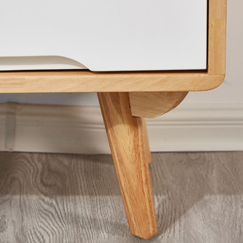 Mesa de centro individual rectangular de madera maciza contemporánea con estante de almacenamiento
