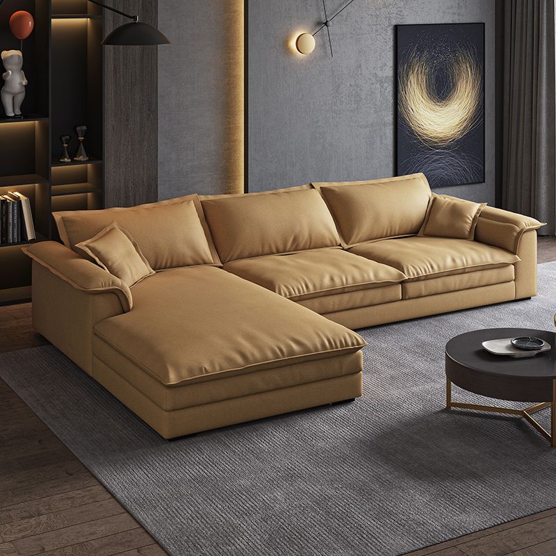 Contemporary Pillow Top Arm Stain-Resistant Furniture Sectionals in Brown