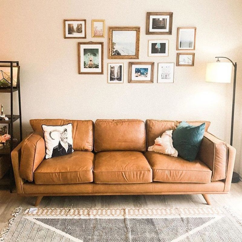 Fabric Pillow Top Arm Sofa 31.5"High Cushion Back Sectional Sofa,Brown Clearhalo 'furn' 'furn_sectionals' 'Furniture' 'Living Room Furniture' 'Sectionals' 1200x1200_63240726-78bf-4f2e-8103-79e088fabdfd