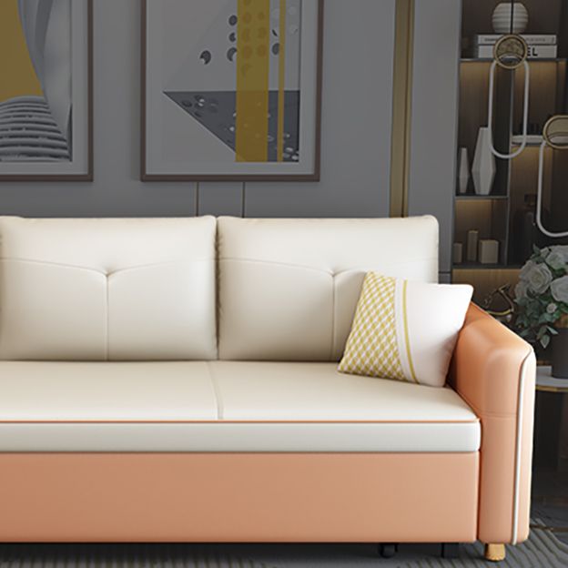 Sofá de durmiente moderno Blanco con almohada de almacenamiento Sofá de brazos cuadrados