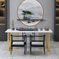 Glam Stone Dining Table Rectangle Iron Table with Golden Double Pedestal Table Clearhalo 'Dining Tables & Seating' 'Dining Tables' 'dining_table' 'furn' 'furn_dining_table' 'Furniture' 'furniture_dining_table' 'Kitchen & Dining Furniture' 'kitchen' 'kitchen_dining_table' 1200x1200_63255469-d649-4ca5-918d-fd74b24d9abb