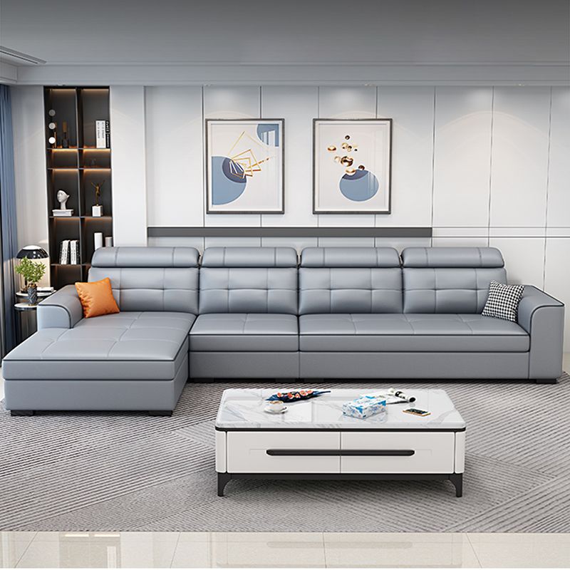 Contemporary Stain-resistant Sectional L-shape Sqaure Arm Sectional in Grey Clearhalo 'furn' 'furn_sectionals' 'Furniture' 'Living Room Furniture' 'Sectionals' 1200x1200_6327ed38-f31b-4027-93d4-7813b6bf4c1b