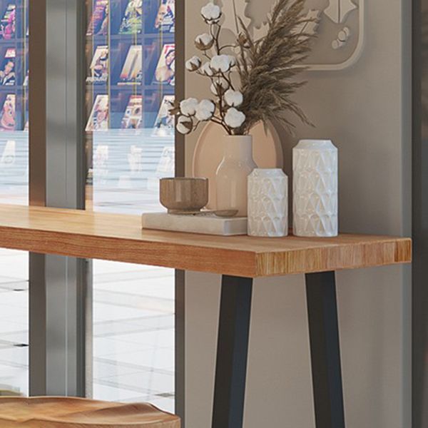 Modern Wood Bistro Bar Table with Rectangle Table Top Black Trestle Table - 42" H Clearhalo 'Bar Furniture' 'Bar Tables' 'bar_tables' 'furn' 'furn_bar_tables' 'Furniture' 'furniture_bar_tables' 'Kitchen & Dining Furniture' 1200x1200_6328c409-39ce-4bbb-93cf-765ac9594b9a