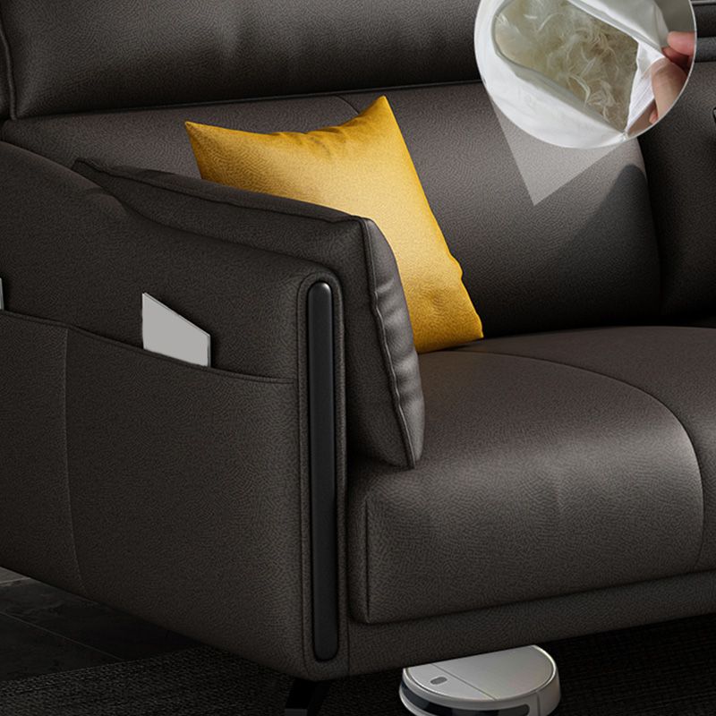 Grey Faux Leather Waterproof Sofa Stain-Resistant High Back Sectional Clearhalo 'furn' 'furn_sectionals' 'Furniture' 'furniture_sectionals' 'Living Room Furniture' 'Sectionals' 1200x1200_632993f5-76d2-46de-ae8a-df9f1fc5da62