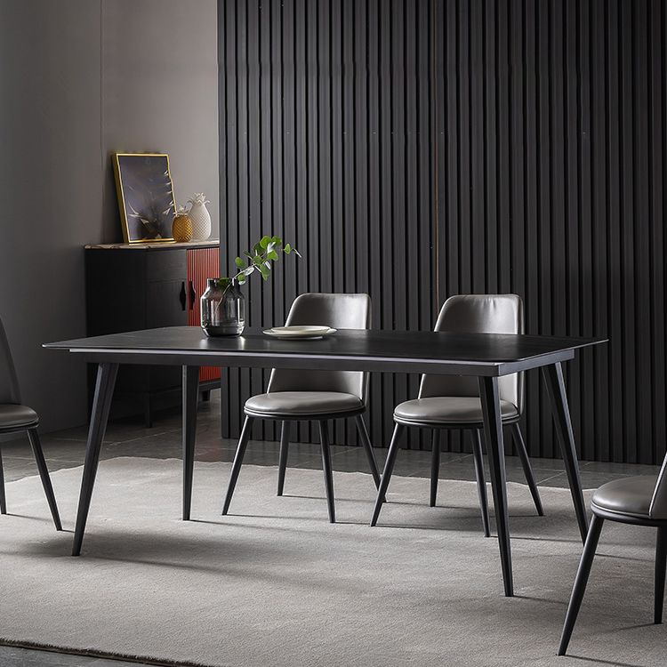 Contemporary Dining Table Set 1/4/5/7 Pcs Black Sintered Stone Top Table with Side Chairs Clearhalo 'Dining Room Sets' 'Dining Tables & Seating' 'dining_room_set' 'furn' 'furn_dining_room_set' 'Furniture' 'Kitchen & Dining Furniture' 1200x1200_632a0988-a11e-4858-b478-6d2e5fd62233