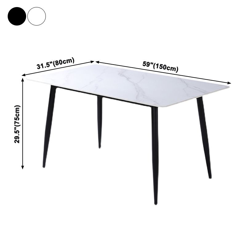 Rectangle Sintered Stone Two-Color Dining Table Modern 4 Legs Table for Dining Room Clearhalo ' dining_table' 'Dining Tables & Seating' 'Dining Tables' 'furn' 'furn_dining_table' 'Furniture' 'furniture_dining_table' 'Kitchen & Dining Furniture' 'kitchen&dining_furn' 'kitchen' 'kitchen_dining_table' 1200x1200_632a1b6e-35a6-4d0a-863d-cdb9d776e3e5