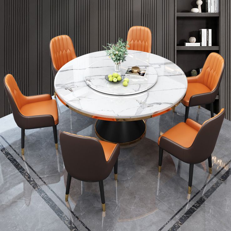 Metal Base Contemporary Style Round Dining Table Sintered Stone Table for Home Clearhalo ' dining_table' 'Dining Tables & Seating' 'Dining Tables' 'furn' 'furn_dining_table' 'Furniture' 'furniture_dining_table' 'Kitchen & Dining Furniture' 'kitchen&dining_furn' 'kitchen' 'kitchen_dining_table' 1200x1200_632aa8c4-9b97-43d7-a422-c7061ce6197a
