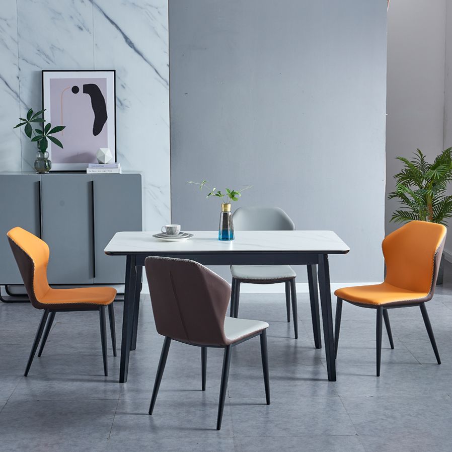 Modern Style Sintered Stone Dining Table with Rectangle Dining Table Sets with 4 Legs Table Clearhalo 'Dining Room Sets' 'Dining Tables & Seating' 'dining_room_set' 'Furniture' 'furniture_dining_room_set' 'Kitchen & Dining Furniture' 'kitchen&dining_furn' 'kitchen' 1200x1200_632ab951-aaa3-4790-8230-6ceb5614d6e2