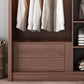2 Glass Sliding Doors Wardrobe Modern Wood Wardrobe with Drawer
