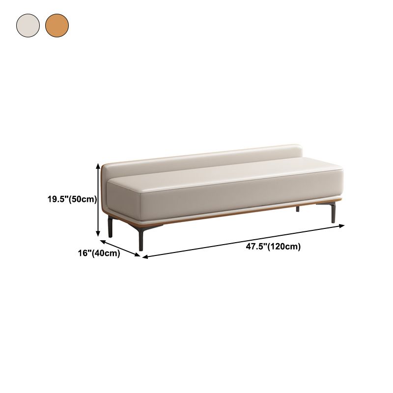 Genuine Leather Low-Back Bedroom Bench Modern 20"H Seating Bench with 4 Metal Legs Clearhalo 'Benches' 'Chairs & Seating' 'furn' 'furn_benches' 'Furniture' 'Living Room Furniture' 1200x1200_632ef08d-2885-460b-9ed9-d48bdcd2b925