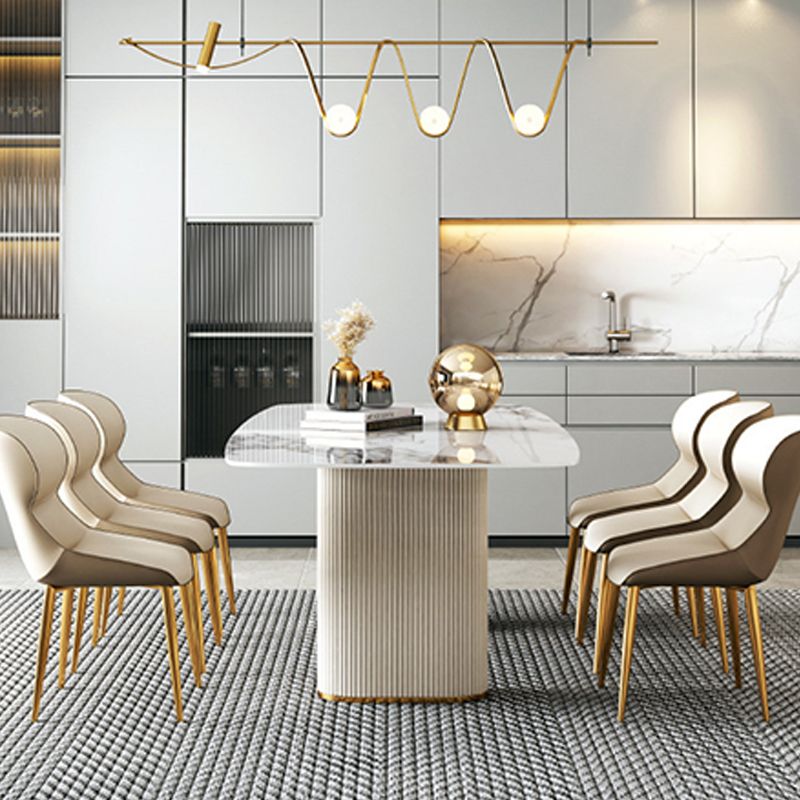 Modern Sintered Stone Table Dining Rectangle Table with Metal Legs for Kitchen Clearhalo 'Dining Tables & Seating' 'Dining Tables' 'dining_table' 'furn' 'furn_dining_table' 'Furniture' 'Kitchen & Dining Furniture' 1200x1200_632fa13e-5d82-481e-9ec8-11ead685a880