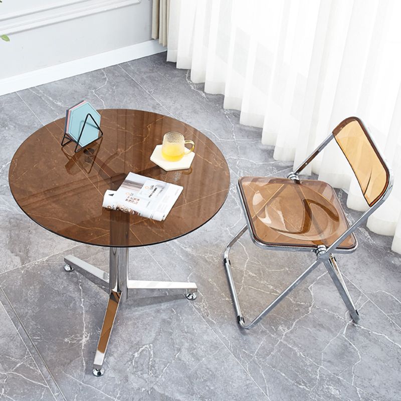 Round 3 Legs Minimalist Style Dining Table Three-Color Fixed Table of Glass Clearhalo ' dining_table' 'Dining Tables & Seating' 'Dining Tables' 'furn' 'furn_dining_table' 'Furniture' 'furniture_dining_table' 'Kitchen & Dining Furniture' 'kitchen&dining_furn' 'kitchen' 'kitchen_dining_table' 1200x1200_63302aec-4994-4a11-aae3-d7d1ab34f53e