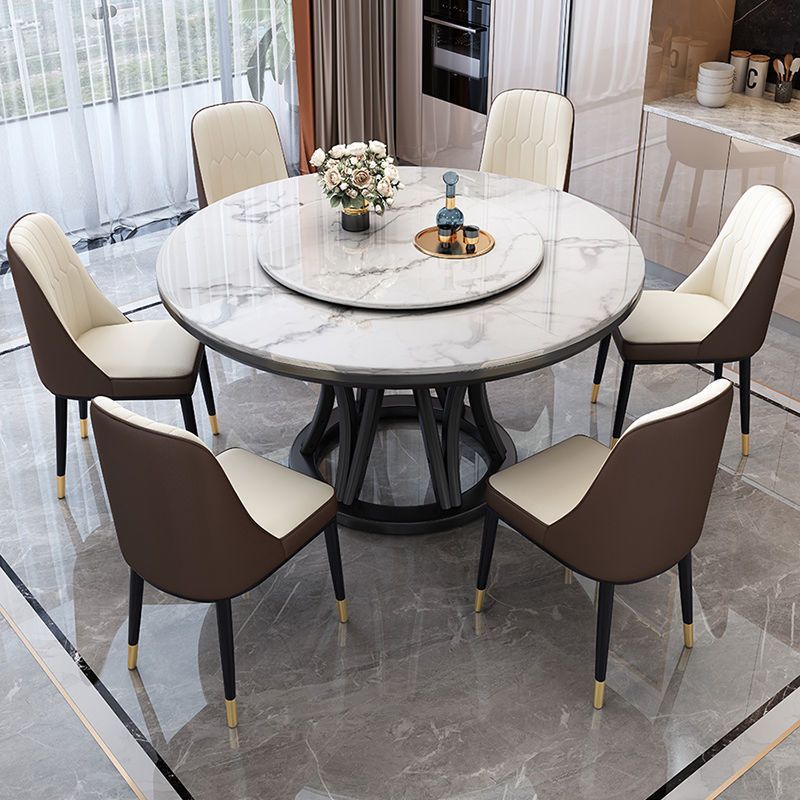 Modern Style Dining Table Round Dining Table with Turntable for Kitchen Clearhalo 'Dining Tables & Seating' 'Dining Tables' 'dining_table' 'furn' 'furn_dining_table' 'Furniture' 'Kitchen & Dining Furniture' 1200x1200_63307cef-883b-4ffb-8b3a-4f97942b9b8d