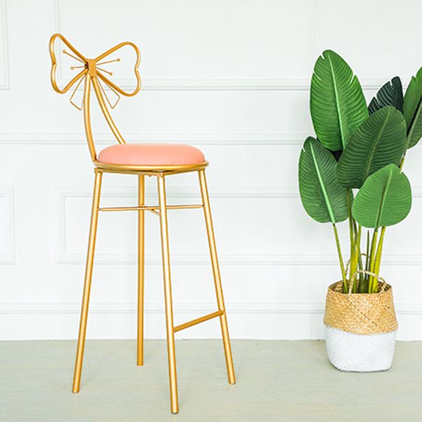 Glam Armless Backrest Counter Stool Iron Dessert Shop Bar Stool with Cushion and Pedal Clearhalo 'Bar Furniture' 'Bar Stools' 'bar_stools' 'furn' 'furn_bar_stools' 'Furniture' 'furniture_bar_stools' 'Kitchen & Dining Furniture' 1200x1200_63316f39-2b78-4e82-92ad-47fa80c936ab