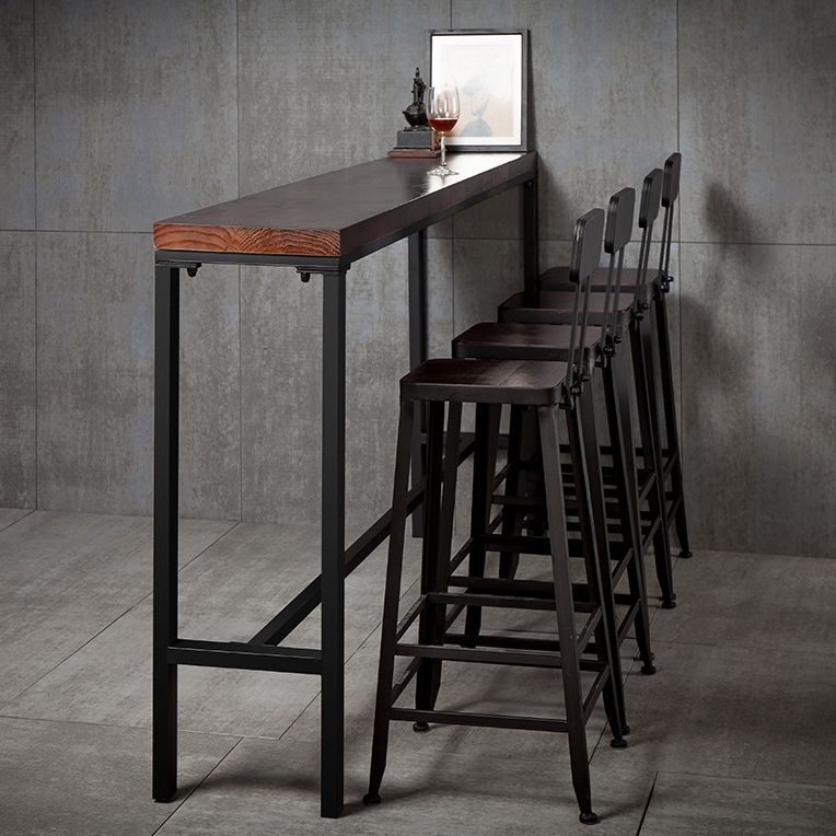 Wood Bar Dining Table Industrial Bar Dining Table with Trestle Base Clearhalo 'Bar Furniture' 'Bar Tables' 'bar_tables' 'furn' 'furn_bar_tables' 'Furniture' 'furniture_bar_tables' 'Kitchen & Dining Furniture' 1200x1200_6331bb58-425d-4840-9d88-199cd4f09a9b