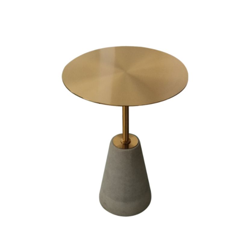 Contemporary Round Steel Top Sofa Side Table Concrete Pedestal End Table