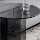 Contemporary Glass Top Abstract Round Living Room Side End Table