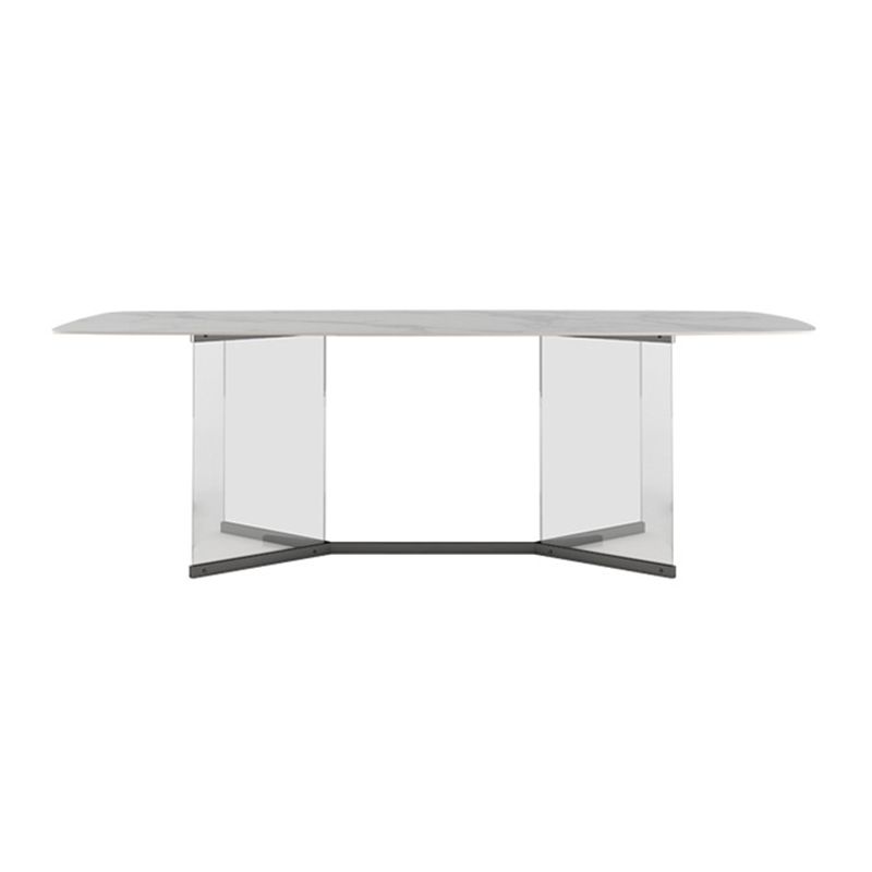 Ensemble de table à manger en pierre fritte du rectangle contemporain 1/3/4/5/6 pièces de restauration