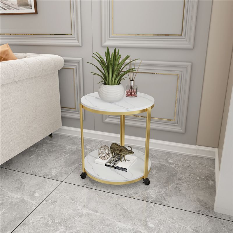 21.65 "スレートラウンドサイドエンドテーブル鉄3脚サイドテーブル付き棚