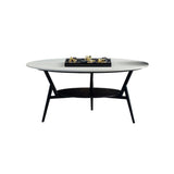 Modern Slate Trestle Coffee Table with Storage Round Cocktail Table in Grey Clearhalo 'Coffee & Accent Tables' 'Coffee Tables' 'coffee_tables' 'furn' 'furn_coffee_tables' 'Furniture' 'furniture_coffee_tables' 'Living Room Furniture' 1200x1200_63365c1d-f443-4628-8f69-44ecf5374e0b