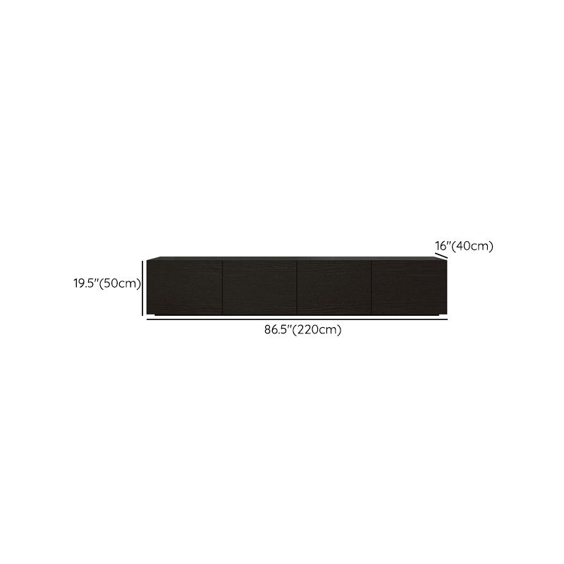 Consola de TV contemporánea negra Consola multimedia de madera sintética con puertas