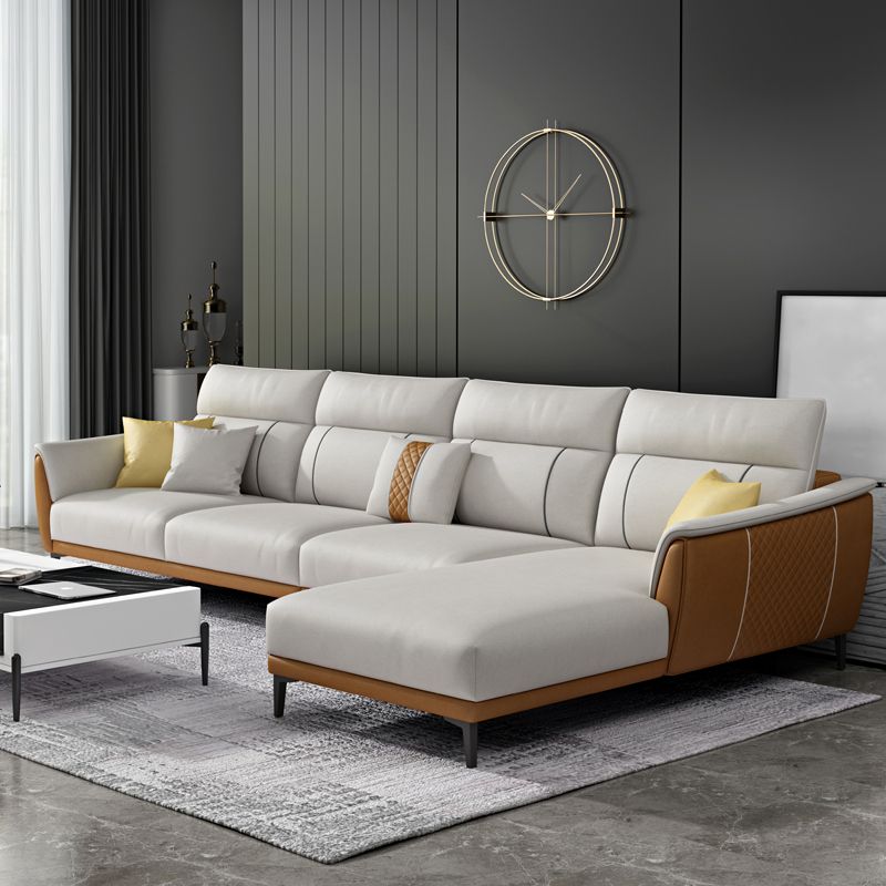 Contemporary Modular Sectional with Pillowed Back Cushions for Four People Clearhalo 'furn' 'furn_sectionals' 'Furniture' 'furniture_sectionals' 'kitchen' 'kitchen_sectionals' 'Living Room Furniture' 'Sectionals' 1200x1200_633a5e80-2438-4d9f-9143-2c509ee7d9fd