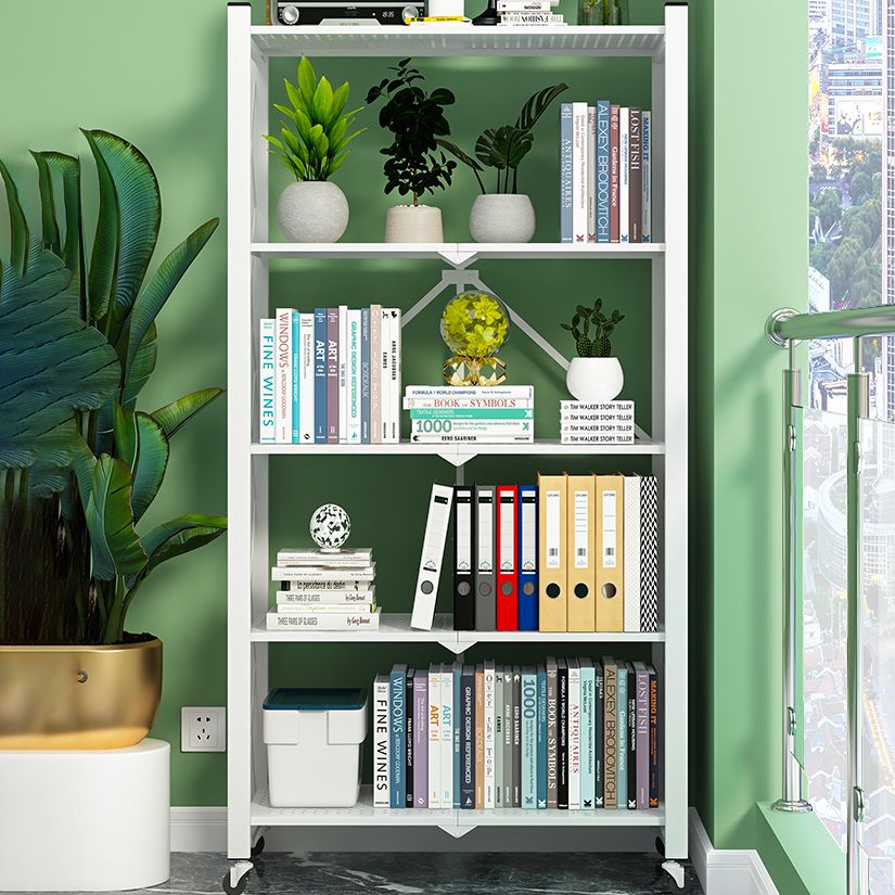 Industrial Folding Steel Etagere Bookshelf Open Bookshelf with Caster Wheels Clearhalo 'Bookcases' 'furn' 'furn_bookcases' 'Furniture' 'furniture_bookcases' 'Office Furniture' 1200x1200_633d9fd7-4452-4ca6-bcba-b26a8a69bbfd
